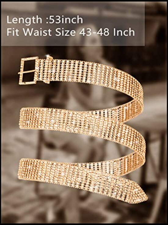 Rhinestone Belts for Women Dress Sparkly Crystal Diamond Adjustable Wide Waist main image 5